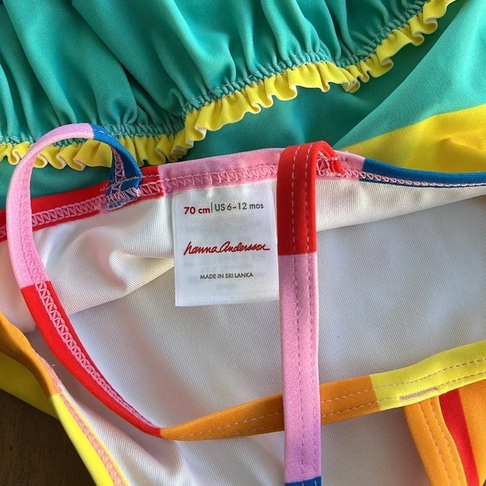 Hanna andersson rainbow striped skirted swimsuit